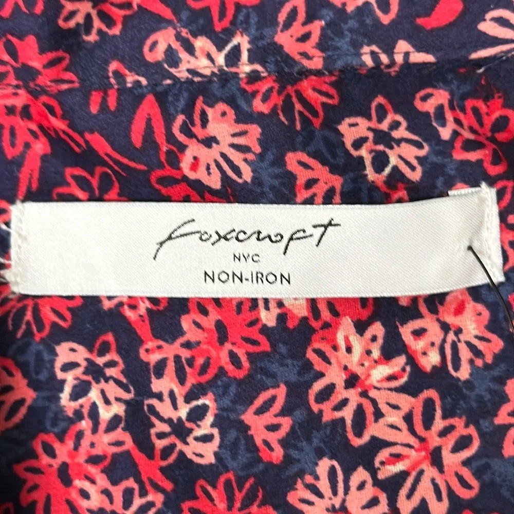 Foxcroft Coral Sunset Floral Button-up Shirt Size 2